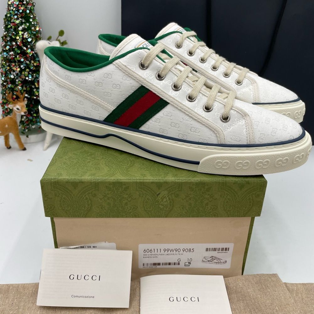 Men’s Gucci tennis 1977 low top mini GG sneakers size 10 made in Italy - Picture 1 of 7